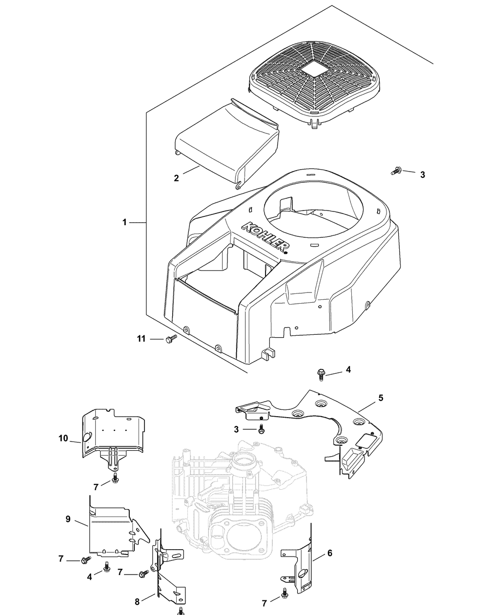 Sv810 Blower Housing And Baffles Diagram and Parts List for Z-FORCE44 17AF3AGL-17AF3AGL010 Cub Cadet Lawn Tractor